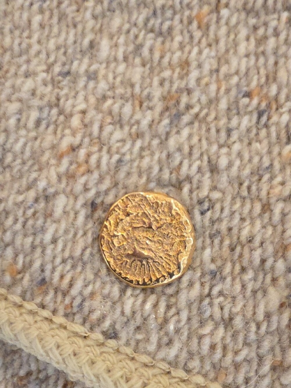 ba&sh Cream Tweed Button Front Cardigan with Gold Buttons - Picture 15 of 15